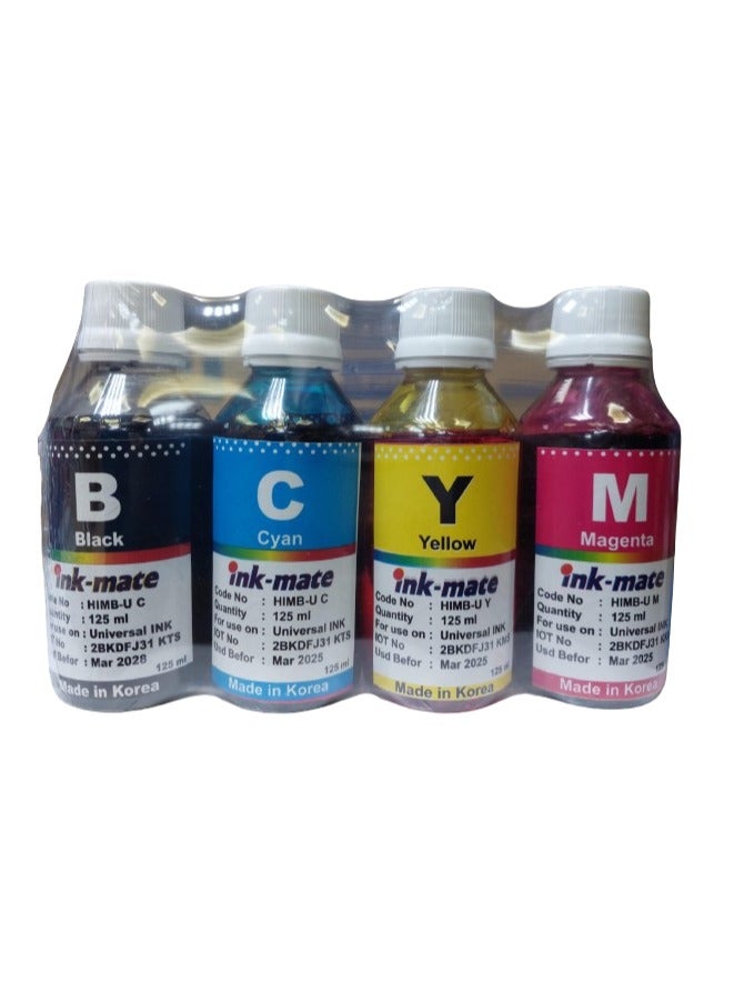 إنك ميت مجموعة الحبر السائل لإعادة تعبئة خراطيش Canon HP و Epson  4 ألوان 125ml - Image 3